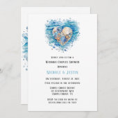 ビーチシーンStarfish結婚のカップルのシャワー 招待状 (正面/裏面)