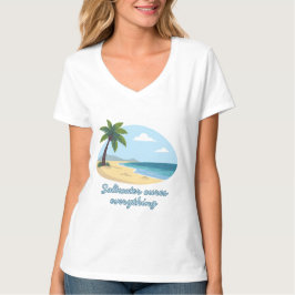 ビーチシーンTシャツ: 塩水が全てを癒す Tシャツ