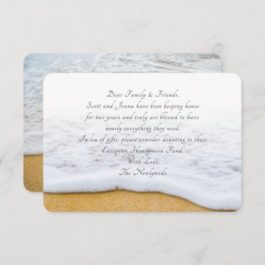 ビーチシーンWishing Well Wordingアイディアカード 招待状 (正面/裏面)