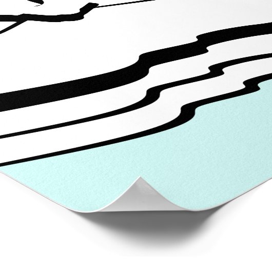 ビーチシー&ターコイズ水玉模様グラスバスルーム ポスター (角)