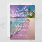 ビーチシ来ーンオンレッツゴーパーティー誕生日 招待状 (正面)
