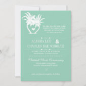 ビーチジェイドグリーンパームツリーデスティネーションシャルボード 招待状 (正面)