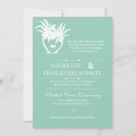 ビーチジェイドグリーンパームツリーデスティネーションシャルボード 招待状