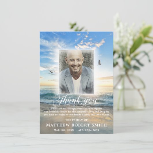ビーチスカイありがとう悔やみや弔慰葬儀PHOTO サンキューカード (スタンド正面)