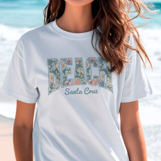 ビーチスカイラインブルーレトロフローラ Tシャツ