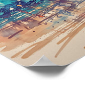 ビーチスクライブズ – ラインアートスタイル風景 ポスター (角)