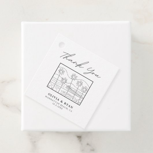 ビーチスケッチ モダン ウェディング フェイバータグ (インサイチュ)