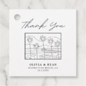 ビーチスケッチ モダン ウェディング フェイバータグ (正面)