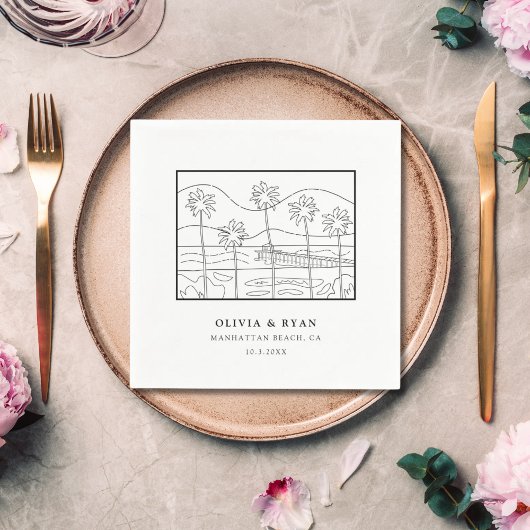 ビーチスケ結婚ッチの紙カクテルナプキン スタンダードカクテルナプキン