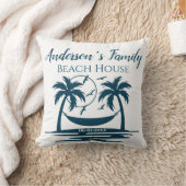 ビーチスタイリッシュハウスパームツリーハンモックファミリー名 クッション (ブランケット)