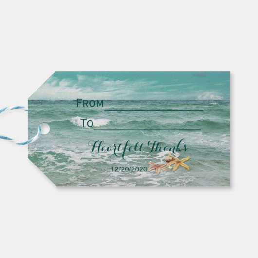 ビーチスタイリッシュヒトデ結婚式ギフトラベル ギフトタグ (裏面横)