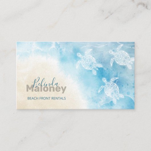 ビーチスタイルホワイトカメQRコードのスキャン 名刺 (正面)