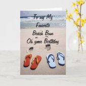 ビーチスタイル誕生日のお願お気に入りのいビーチバム！ カード (黄色い花)