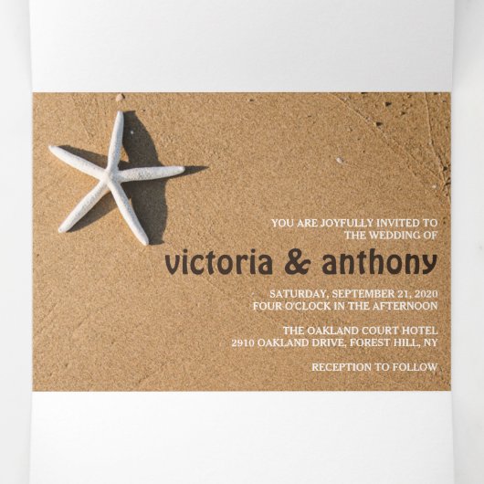 ビーチスタフィッ結婚ズスイート 三つ折り招待状 (内部中)