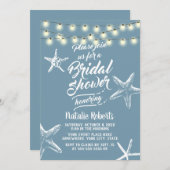 ビーチスターフィッエレガントグダスティブルーブライダルシャワー 招待状 (正面/裏面)