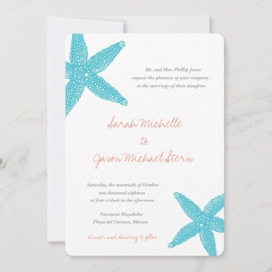 ビーチスターフィッシュウェディング招待状 招待状 (正面)