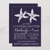 ビーチスターフィッシュカップル結婚ズブライダルシャワー 招待状 (正面/裏面)