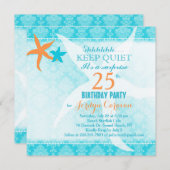 ビーチスターフィッシュサプライズ誕生日パーティー 招待状 (正面/裏面)