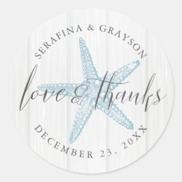 ビーチスターフィッシュサンキュー素朴結婚式の引き出物 ラウンドシール