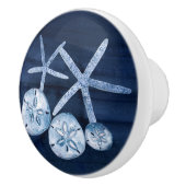 ビーチスターフィッシュサンドドルネイビーブルー素朴ウッド セラミックノブ (右)