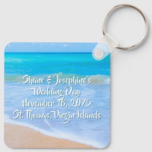 ビーチスターフィッシュサンドドル結婚式の引き出物 キーホルダー (裏面)