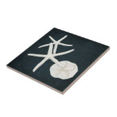 ビーチスターフィッシュサンドルシェルズネイビーブルーウッド タイル (側面)