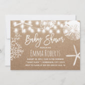 ビーチスターフィッシュシーシェル素朴ズクラフトベイビーシャワー 招待状 (正面)