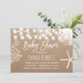 ビーチスターフィッシュシーシェル素朴ズクラフトベイビーシャワー 招待状 (スタンド正面)