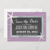 ビーチスターフィッシュバイオレット風化木材を保存 案内ポストカード (正面/裏面)