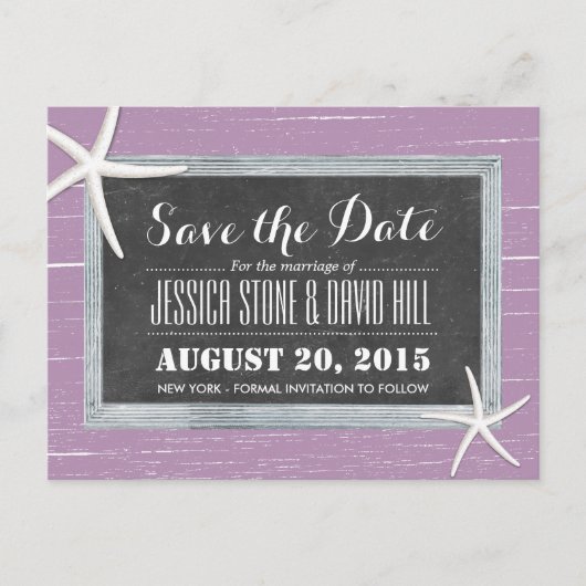 ビーチスターフィッシュバイオレット風化木材を保存 案内ポストカード (正面)