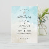 ビーチスターフィッシュ水彩ウェディング 招待状 (スタンド正面)