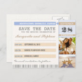 ビーチスターフィッシュ&あなたの写真を保存する日付チケット 案内ポストカード (正面/裏面)