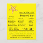 ビーチスターフィッシュ、ビューティーサロン広告、美容院の宣伝 チラシ (正面)