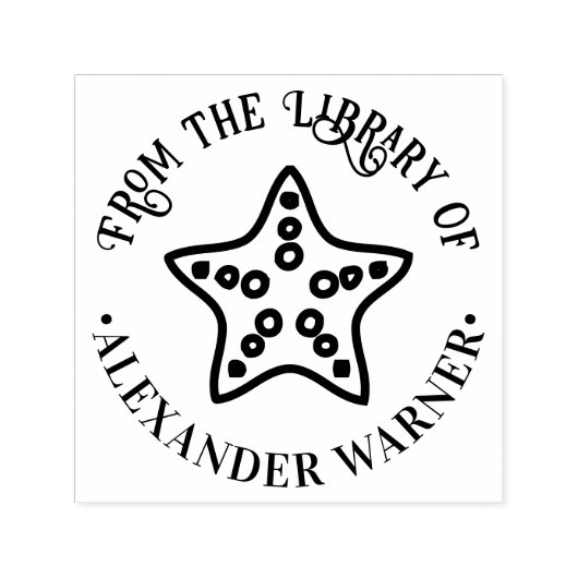 ビーチスターフィッシュ#1 海洋海岸図書館の本の名前 セルフインキングスタンプ (デザイン)