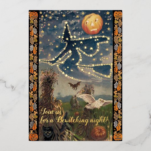 ビーチスターリーナイトハロウィーン 箔招待状 (正面)