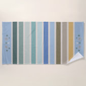 ビーチストライプとヒトモノグラム ビーチタオル (正面)