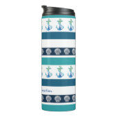 ビーチストライプのブルーホワイトファミリーサーマルタンブラー タンブラー (回転右)