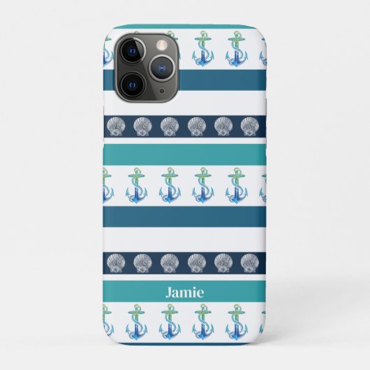 ビーチストライプのブルーホワイトファミリーiPhoneケース Case-Mate iPhoneケース (裏)