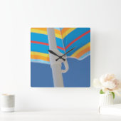 ビーチストライプの傘 スクエア壁時計 (ホーム)