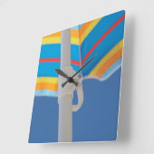 ビーチストライプの傘 スクエア壁時計 (傾斜)