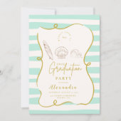 ビーチストライプの波枠卒業 招待状 (正面)