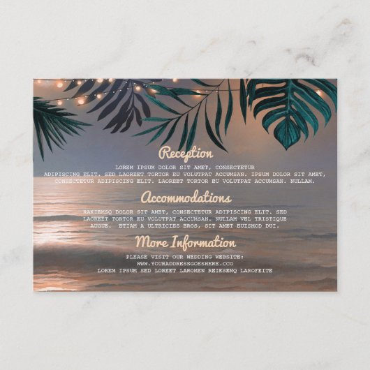 ビーチストリングライト ウェディング 情報 ゲストカード エンクロージャーカード (正面)