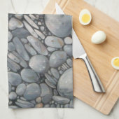 ビーチストーンシェル石絵画石芸術 キッチンタオル (四つ折り)