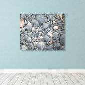 ビーチストーンシェル石絵画石芸術 キャンバスプリント (インサイチュ (ウッドフロア))