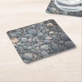 ビーチストーンシェル石絵画石芸術 スクエアペーパーコースター (アングル)