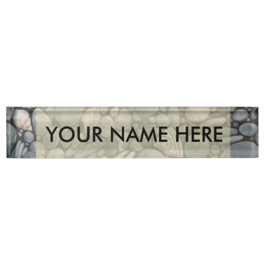 ビーチストーンシェル石絵画石芸術 デスクネームプレート (正面)