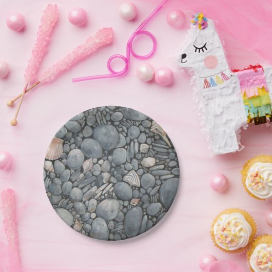 ビーチストーンシェル石絵画石芸術 ペーパープレート (パーティー)