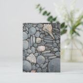 ビーチストーンシェル石絵画石芸術 ポストカード (スタンド正面)