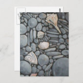 ビーチストーンシェル石絵画石芸術 ポストカード (正面/裏面)