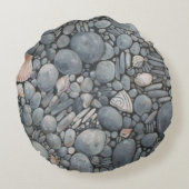 ビーチストーンシェル石絵画石芸術 ラウンドクッション (裏面)
